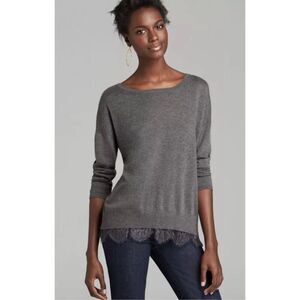 ✨Joie Hilano Gray Lace Trim Long Sleeve Sweater Sz  Medium✨
